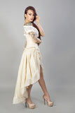 Burleska Women's Corset Waist Cincher Cream Lace and Taffeta Victorian Wedding
