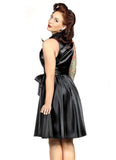 Folter Black Wrap Style Retro Rockabilly Swing Dress Folter