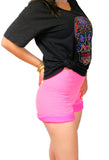 Neon Pink Heather Fleece Cuff Shorts Nyteez