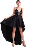 Black Formal Prom Dress High Low with Sequin Bodice
