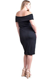 Women's Plus Size Black Off Shoulder Dress with Red Roses Nyteez
