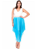 Women's Plus Size Sleeveless Dress with Pearl Waistline and Chiffon Skirt Symphony