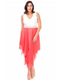 Women's Plus Size Sleeveless Dress with Pearl Waistline and Chiffon Skirt Symphony