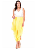 Women's Plus Size Sleeveless Dress with Pearl Waistline and Chiffon Skirt Symphony