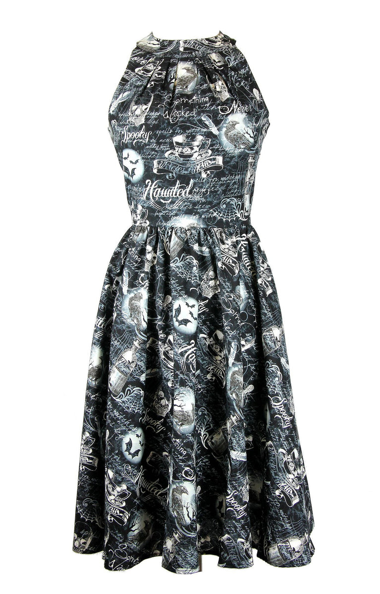 Folter Gothic Retro Halloween Spooky Dress 1X / Black Folter Gothic Retro Halloween Spooky Dress 1X / Black