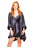 Black satin nightgown and robe set