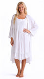Women's White Cotton Nightgown and Robe Set
