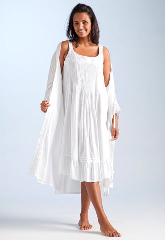White cotton nightgown robe set