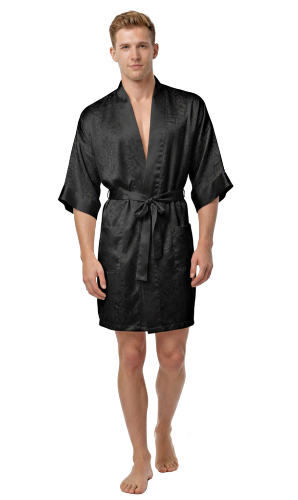Men's Silk Robe Real Mulberry Silk Bath robe Kimono Short 38 Inch Long – Nyteez Men's Silk Robe Real Mulberry Silk Bath robe Kimono Short 38 Inch Long – Nyteez