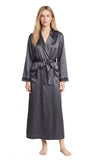 Women's Silk Robe Natural Mulberry Silk Bathrobe with Lace Trim