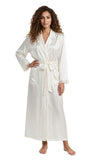 Women's Silk Robe Natural Mulberry Silk Bathrobe with Lace Trim