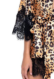 Satin and Lace Leopard Print Robe Dressing Gown