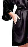 Shadowline Women's Robe Silky Satin Short Kimono Bathrobe