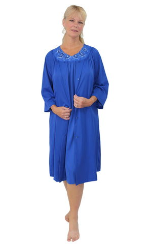 Shadowline Women's Nightgown and Robe Pajama Set Nylon Short Flutter Sleeve