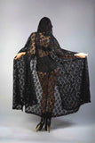 Black Lace Cape Cloak Full Length with Hood