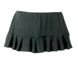 Black Pleated School Girl Skirt Short Mini Jersey Knit Elastc Waist