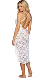 Women's White Nightgown Lace Babydoll Chemise Lingerie Dress with Thong