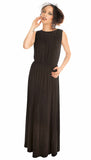 Versatile Long Black Dress Sleeveless Maxi Heavy Rayon Knit