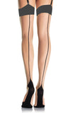 Cuban Heel Stockings with Back Seam Thigh Highs