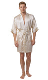 Men's Silk Robe Real Mulberry Silk Bath robe Kimono Short 38 Inch Long