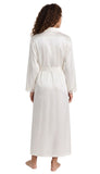 Women's Silk Robe Natural Mulberry Silk Bathrobe with Lace Trim