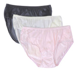 Shadowline Women's Hipster Panty with Lace Underwear Nylon Full Coverage 3 Pack