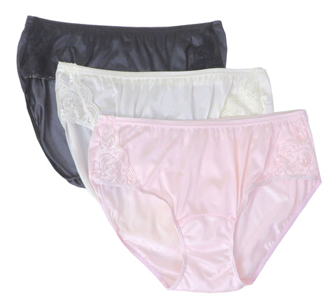 Velrose Lingerie Shadowline Hidden Elastic Nylon Hipster Panty, 3-Pack  11032/11032X-3PK 