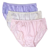 Shadowline Women's Underwear Hipster Nylon Panty with Lace 3 Pack