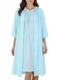 Shadowline Women's Nightgown and Robe Pajama Set Nylon Short Flutter Sleeve