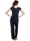 Shadowline Women's Pajama Set Silky Lightweight Nylon Lace Cap Sleeve