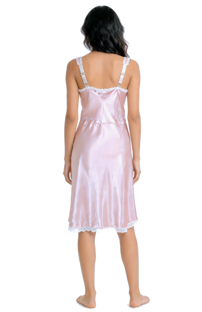 Shadowline Women's Full Slip Vintage Style Satin and Lace Night Dress Blush Pink / Medium