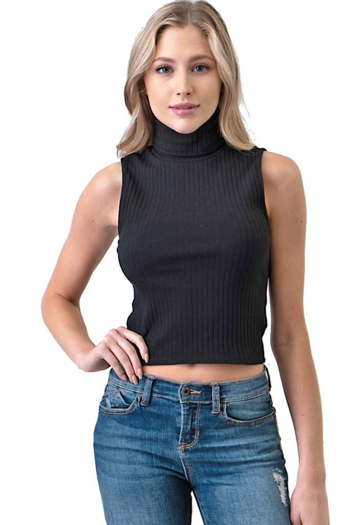 Womens Turtle Neck Cropped Tank 