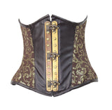 Burleska Vintage Underbust Steampunk Corset in Brown Gold Brocade Burleska