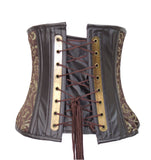 Burleska Vintage Underbust Steampunk Corset in Brown Gold Brocade Burleska