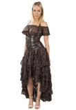 Burleska Women's Victorian Steampunk Western Boho Layered Ruffled Amelia Skirt Burleska