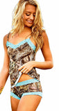 Camouflage Lingerie Lace Trimmed Cami and Boy Short Set Wilderness Dreams