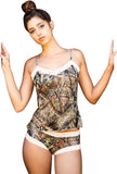 Camouflage Lingerie Lace Trimmed Cami and Boy Short Set 