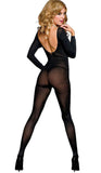 Classic Opaque Long Sleeved Scoop Neck Bodystocking Catsuit Music Legs