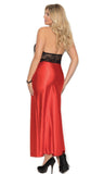 Classy Red Satin and Black Lace Long Nightgown Elegant Moments
