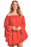 ELAN Off-Shoulder Flutter Sleeve Tunic Top Beach Cover Up Elan