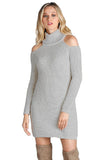 Elan Cold Shoulder Turtle Neck Sweater Short Dress Elan