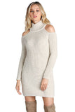 Elan Cold Shoulder Turtle Neck Sweater Short Dress Elan