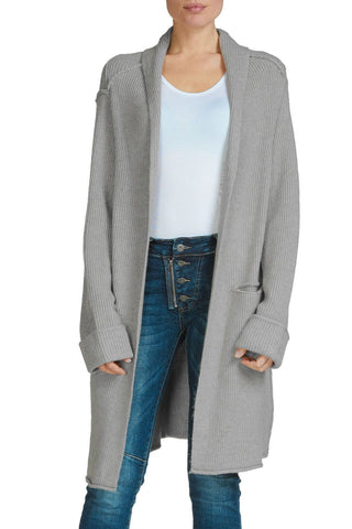 Elan Shawl Cardigan Heavy Sweater Coat, Heather Grey Elan