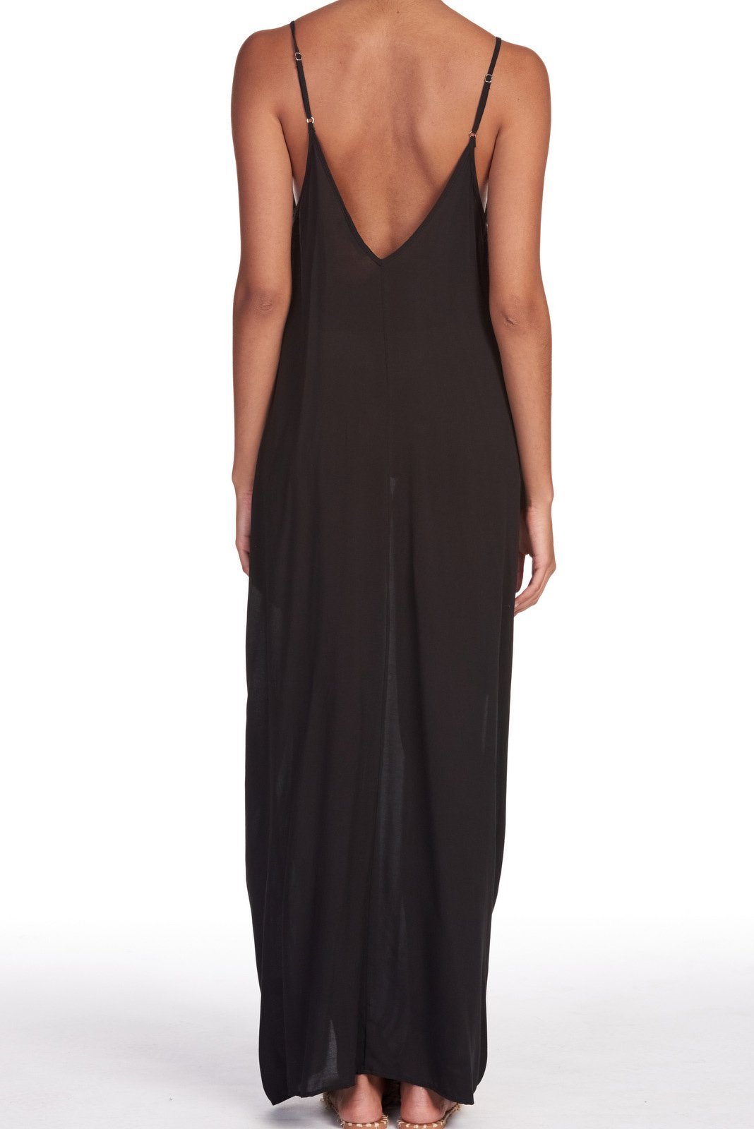 Elan Spaghetti Strap Balloon Bottom Maxi Dress Cover Up V-Back – Nyteez