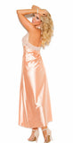 Elegant Peach Lace and Satin Long Halter Neck Nightgown Nyteez