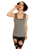 Folter Black White Stripe Lace up Tank Top Reversible Folter Clothing