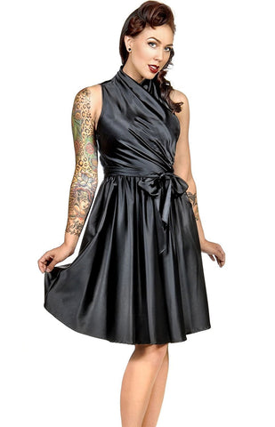 Folter Black Wrap Style Retro Rockabilly Swing Dress Folter