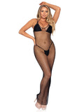 Fishnet Long Summer Beach Dress with Matching String Bikini Set Cover-up