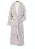 La Cera Long Cozy Fleece Bathrobe in Taupe Heather with Slippers