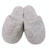 La Cera Long Cozy Fleece Bathrobe in Taupe Heather with Slippers